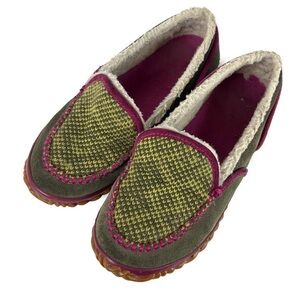 Sorel Sundance Shearling Suede Slip On Moc Loafer in Green/Purple